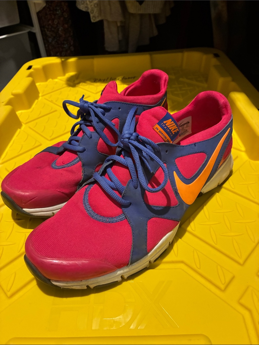 Nike Kids Pink & Blue Sneakers with Orange Swoosh